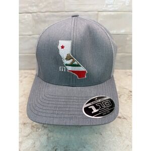 TravisMathew California Bear Trucker Hat Grey Flexfit 110 Snapback Mesh Golf Cap